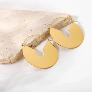 18K Gold Plated Tribal Bohemian Round Disc Earrings Women Trendy